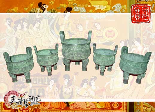 銅鼎，銅五鼎，中國鼎，佛像用鼎